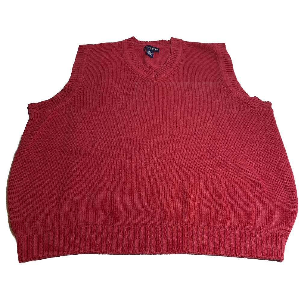 Ivy Crew Men's V Neck Sweater Vest‎ Size XL Red Sleeveless Pullover Knit Cotton